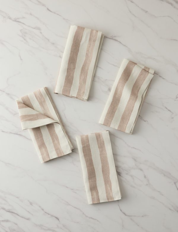 Painterly Stripe Linen Napkins (Set of 4) by Sarah Sherman Samuel Hot on Sale