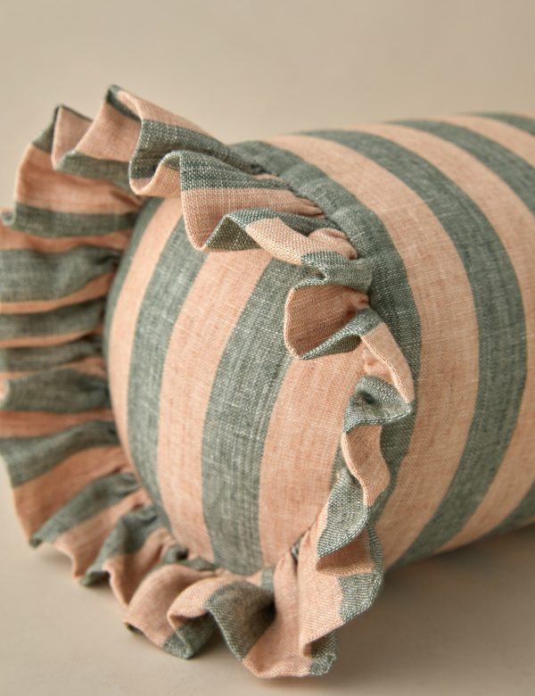 Amaroso Linen Ruffle Bolster Pillow Discount