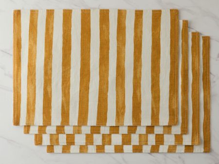 Painterly Stripe Linen Placemats (Set of 4) by Sarah Sherman Samuel Online Sale