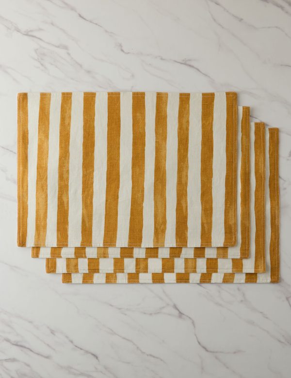 Painterly Stripe Linen Placemats (Set of 4) by Sarah Sherman Samuel Online Sale