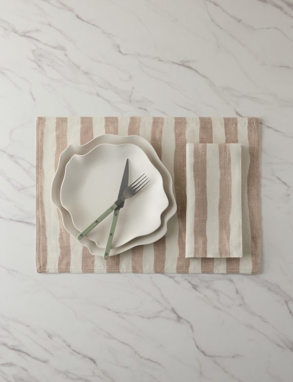 Painterly Stripe Linen Placemats (Set of 4) by Sarah Sherman Samuel Online Sale