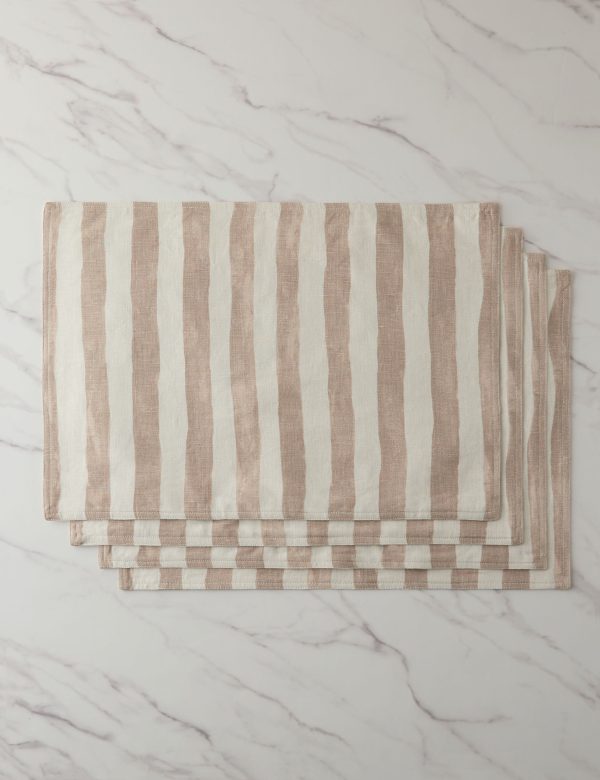 Painterly Stripe Linen Placemats (Set of 4) by Sarah Sherman Samuel Online Sale