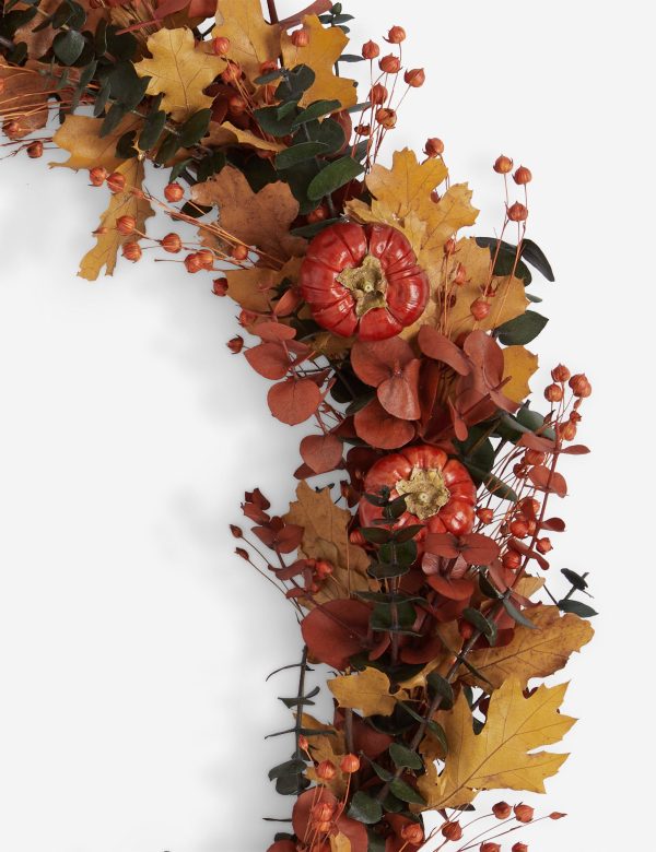 Pumpkin, Maple, and Eucalyptus Preserved Wreath Online now