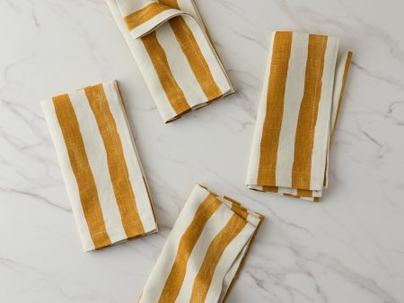 Painterly Stripe Linen Napkins (Set of 4) by Sarah Sherman Samuel Hot on Sale