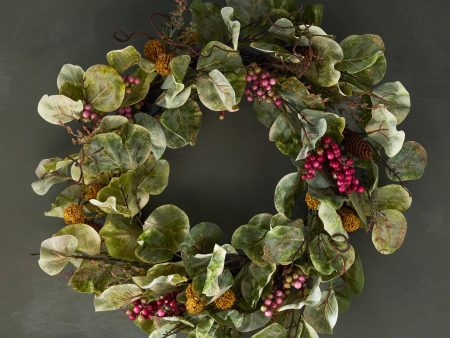 Faux Zanzibar Leaf with Berries Wreath Hot on Sale