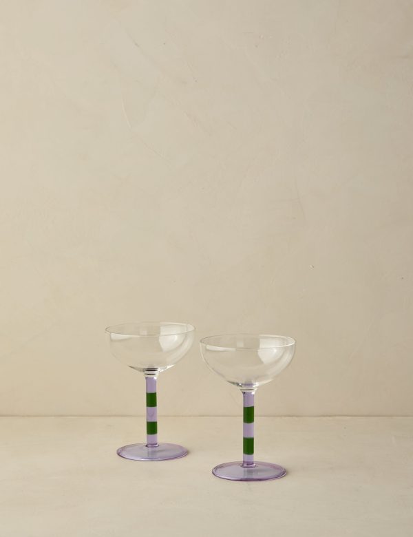 Striped Coupe Glass (Set of 2) by FAZEEK Supply