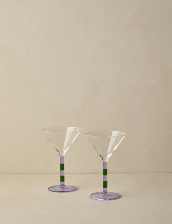 Striped Martini Glass (Set of 2) by FAZEEK Supply