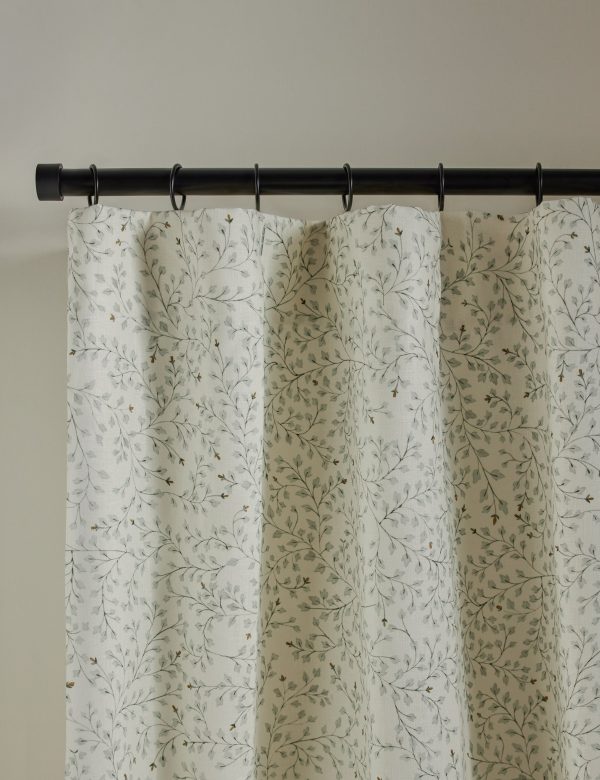 Dainty Leaves Linen Curtain Panel by Rylee + Cru Online Sale