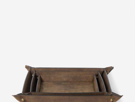 Derby Leather Trays (Set of 3) by Regina Andrew Sale