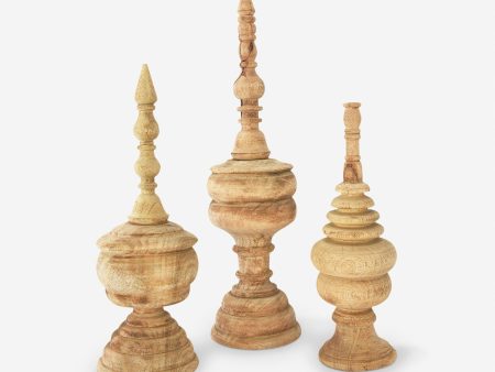 Wilder Carved Wood Finials (Set of 3) Fashion