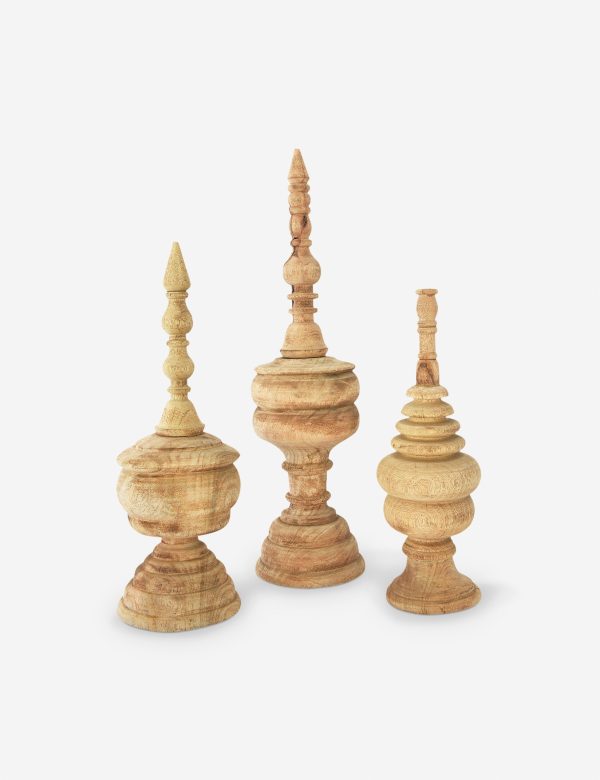 Wilder Carved Wood Finials (Set of 3) Fashion