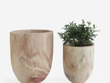 Patton Wood Planter Pots (Set of 2) Online