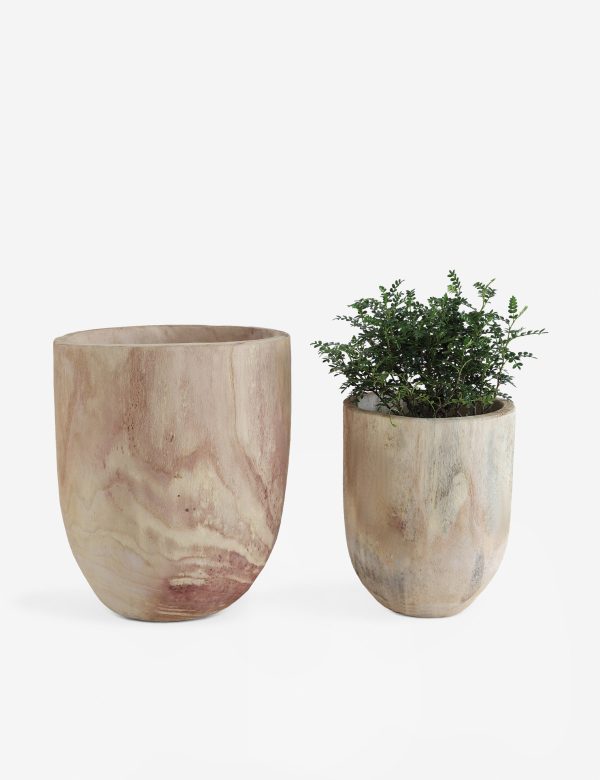 Patton Wood Planter Pots (Set of 2) Online