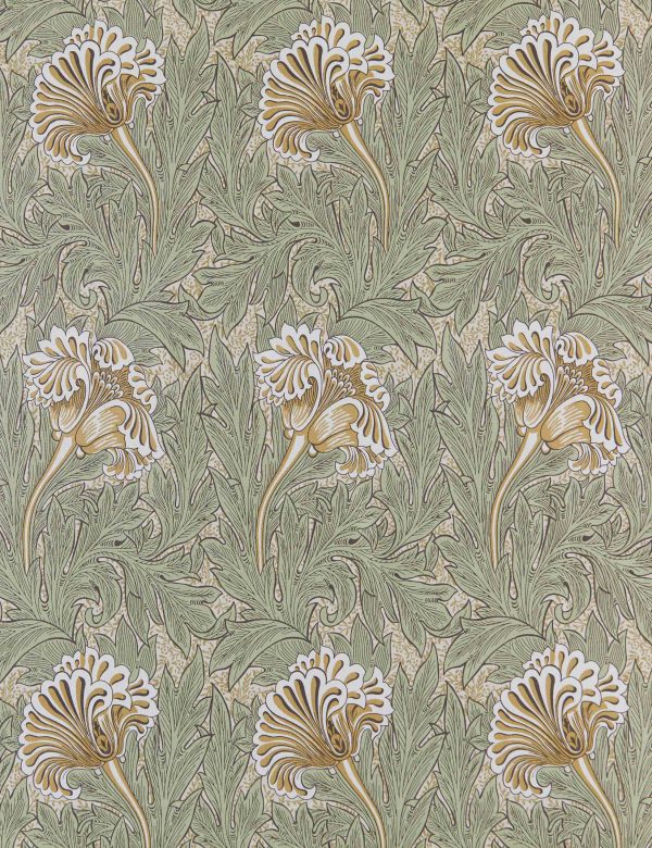 Tulip Cotton Fabric by Morris & Co. For Sale